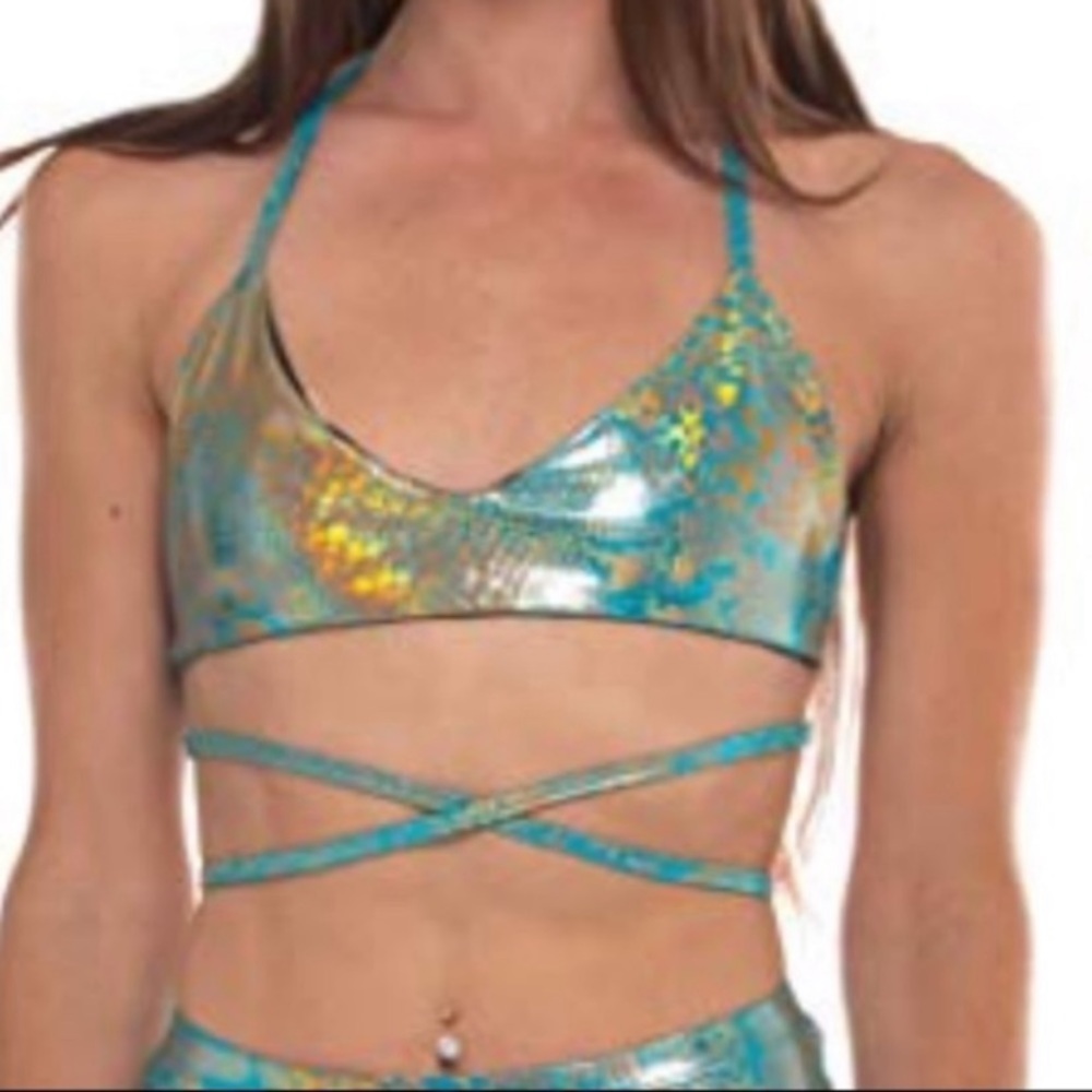 Freedom Rave Wear Metallic Bikini Top
